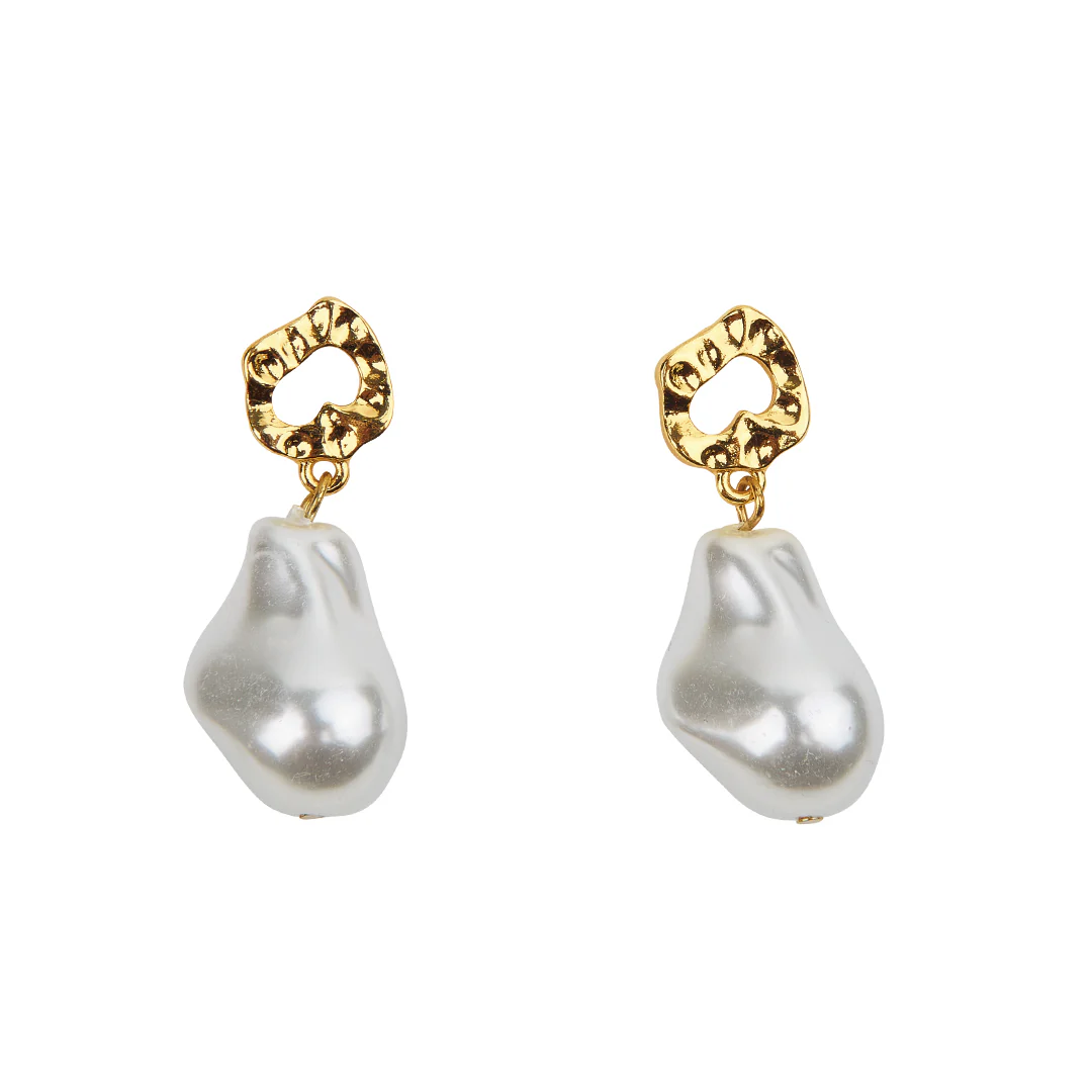 ARETES DORADOS CON PERLA IRREGULAR 93990