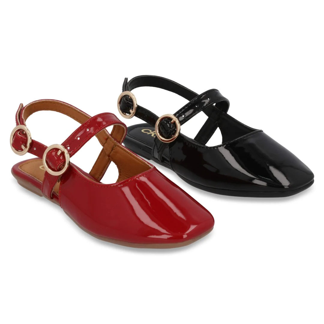 BALERINA CASUAL NEGRO Y ROJO CON ADORNO DUO 729 - Image 7