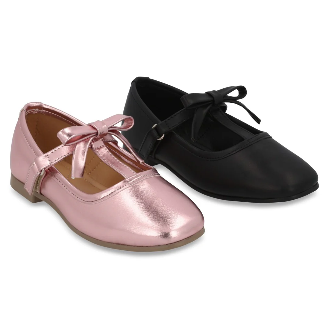 BALERINA CASUAL NEGRO Y ROSA CON ADORNO DUO 731
