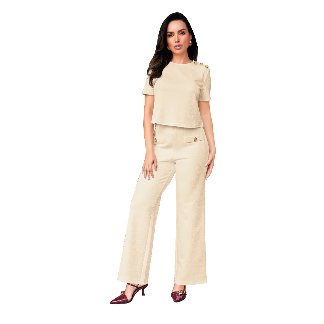 BLUSA BEIGE CON BOTONES EN HOMBROS 92054