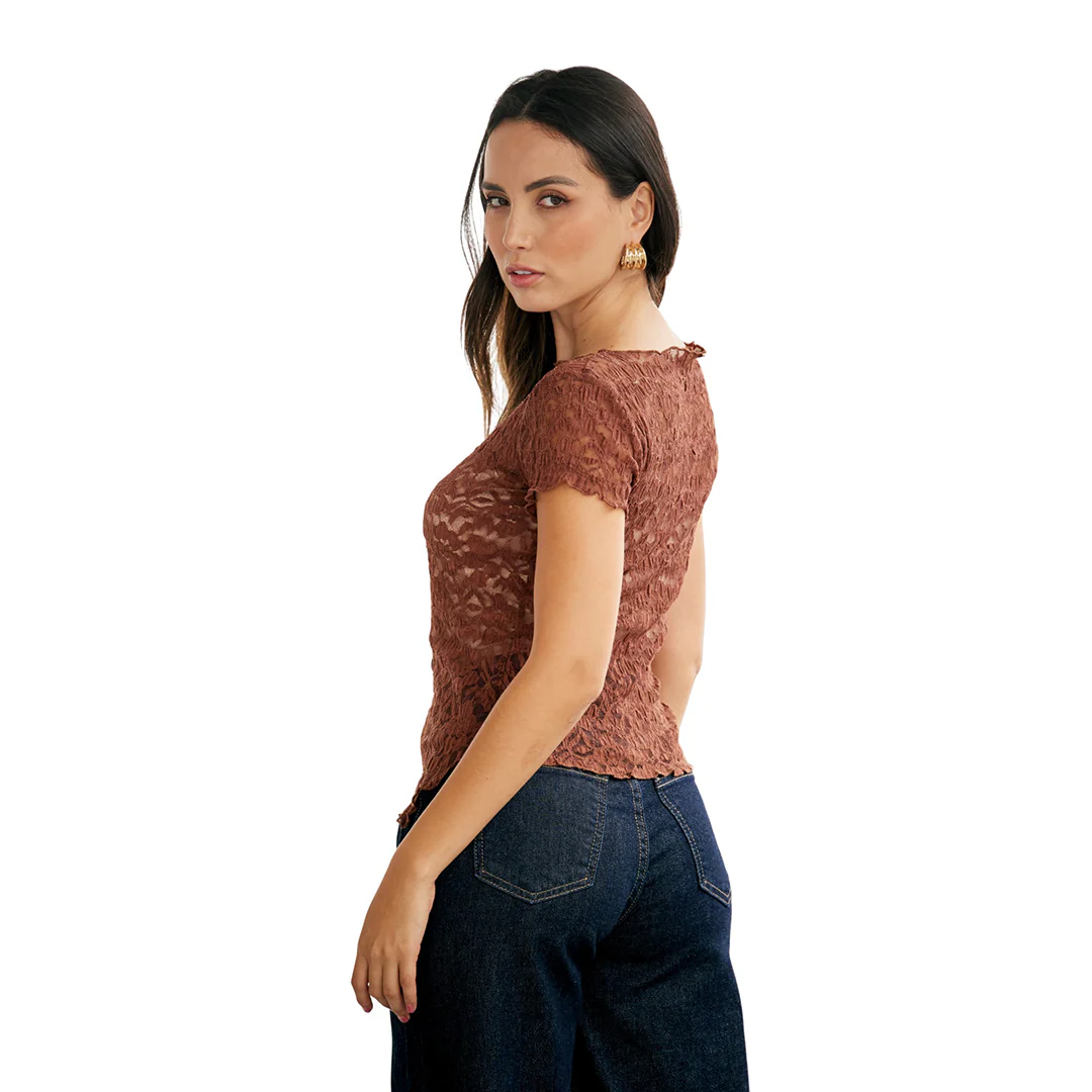 BLUSA CAFÉ ENCAJE 94182 - Image 2