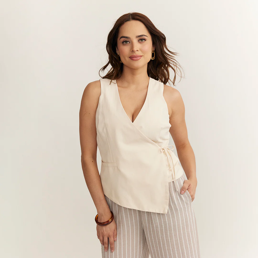 BLUSA CRUZADO BEIGE SIN MANGAS 93754 - Image 2
