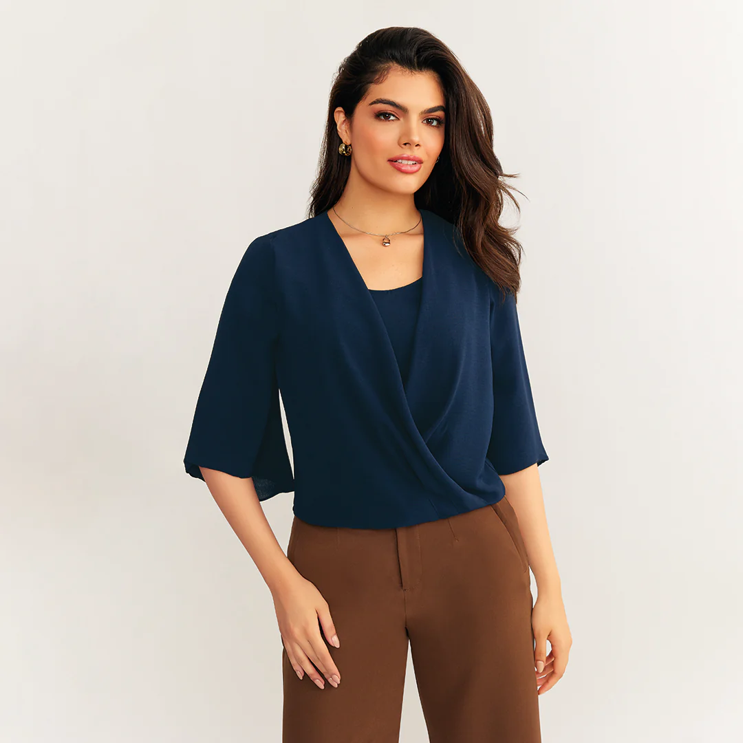 BLUSA CRUZADA ESCOTE V MARINO 13111