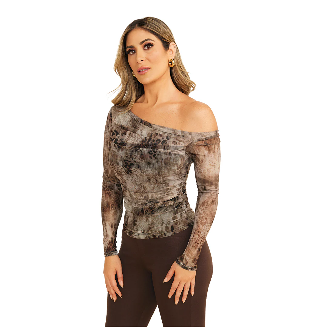 BLUSA DRAPEADA ANIMAL PRINT 99549