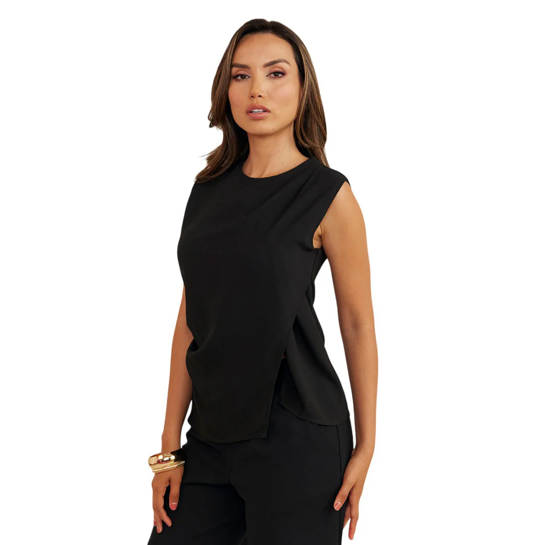BLUSA DRAPEADA ASIMÉTRICA NEGRA 94369