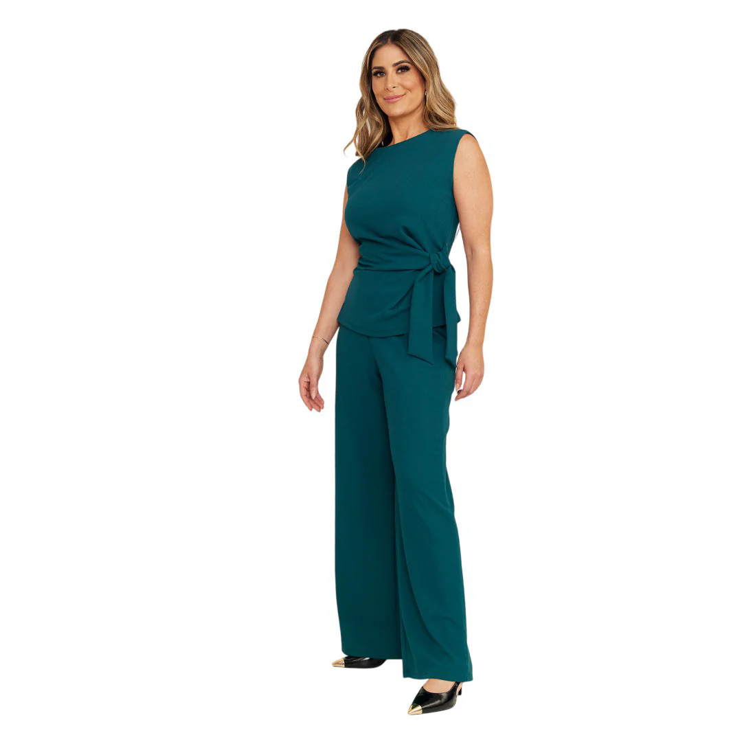 BLUSA DRAPEADA CON LAZO LATERAL VERDE 32082