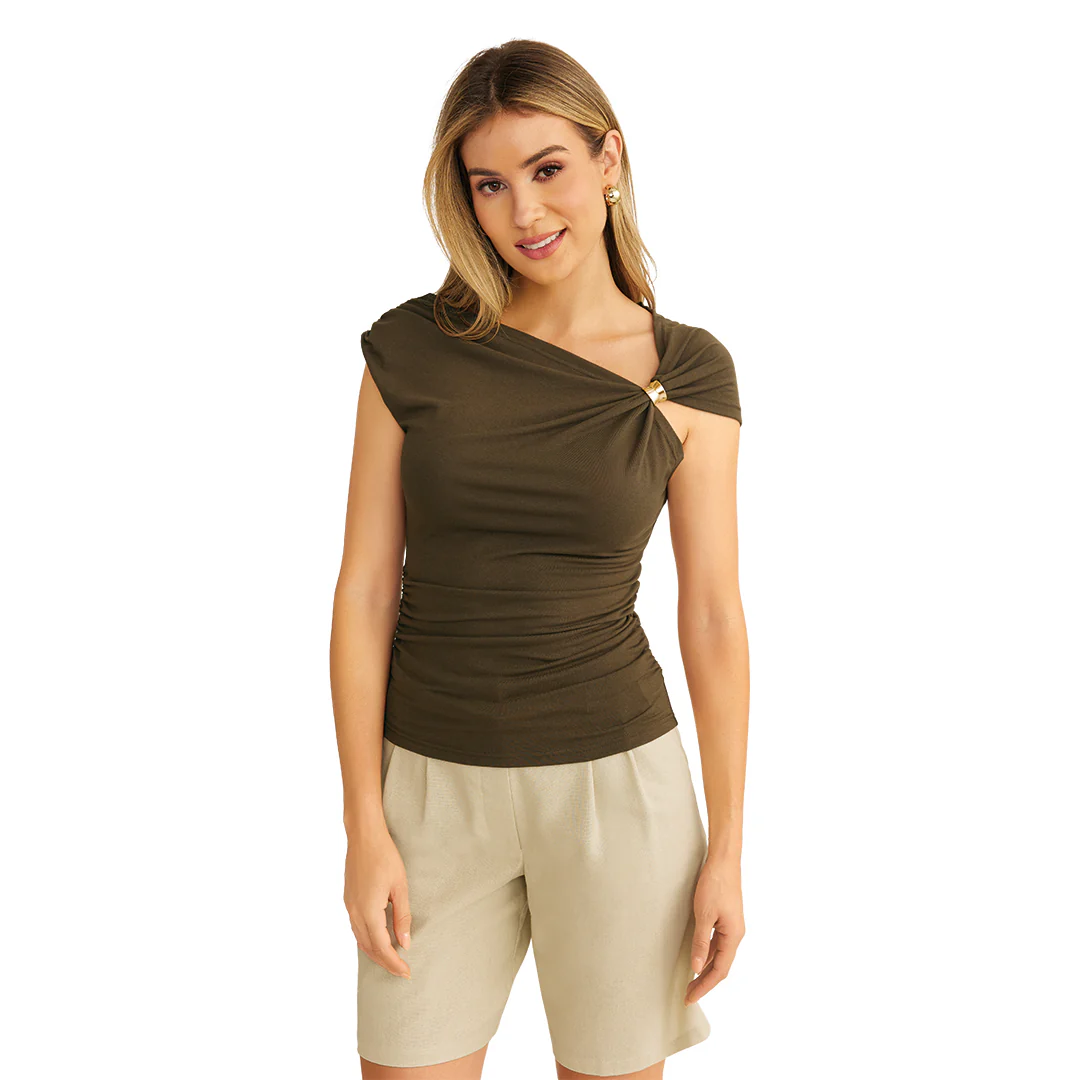 BLUSA DRAPEADA SIN MANGAS VERDE 99558