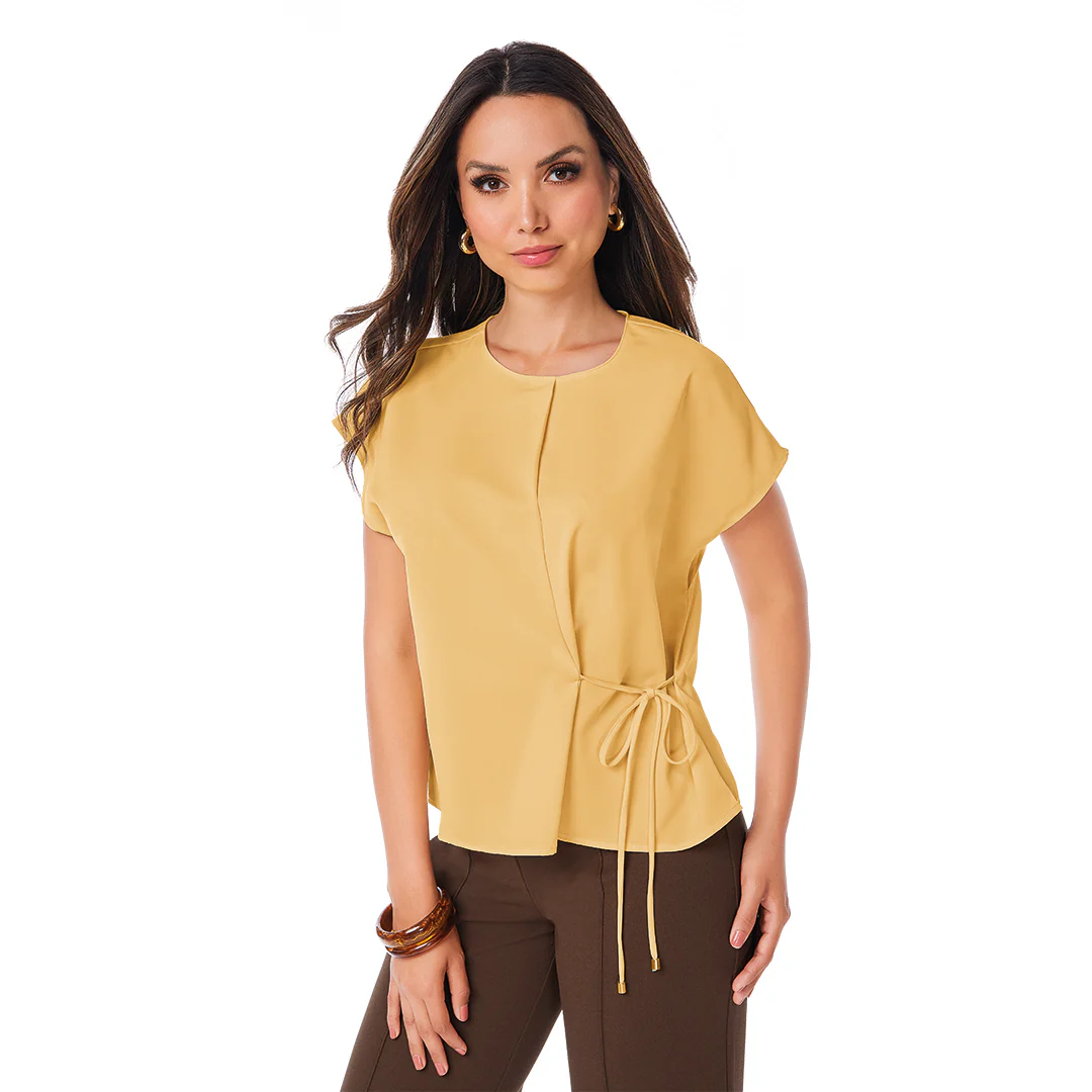 BLUSA ENVOLVENTE CON LAZO AMARILLO 99035