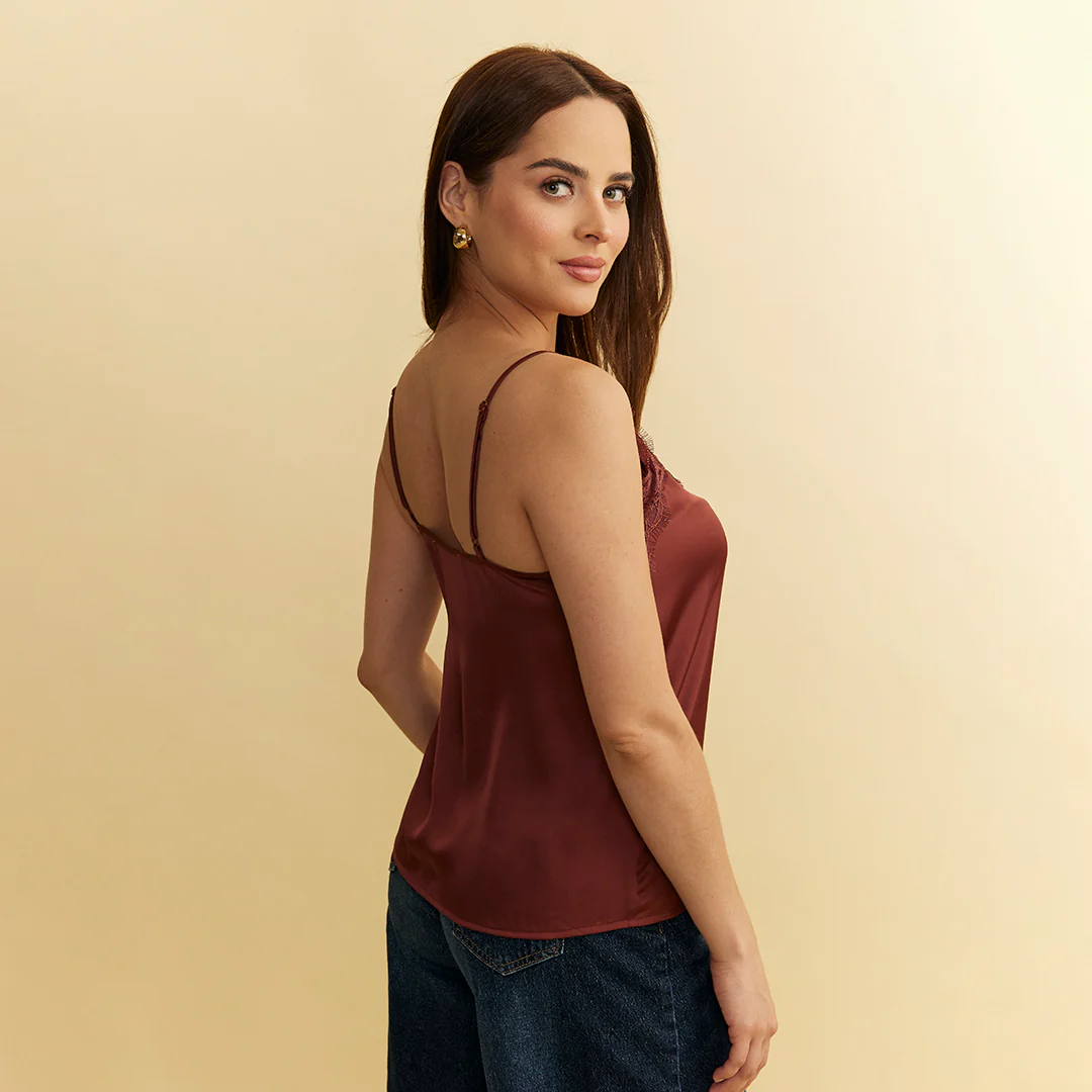 BLUSA LENCERA ENCAJE CAFÉ 96161 - Image 2