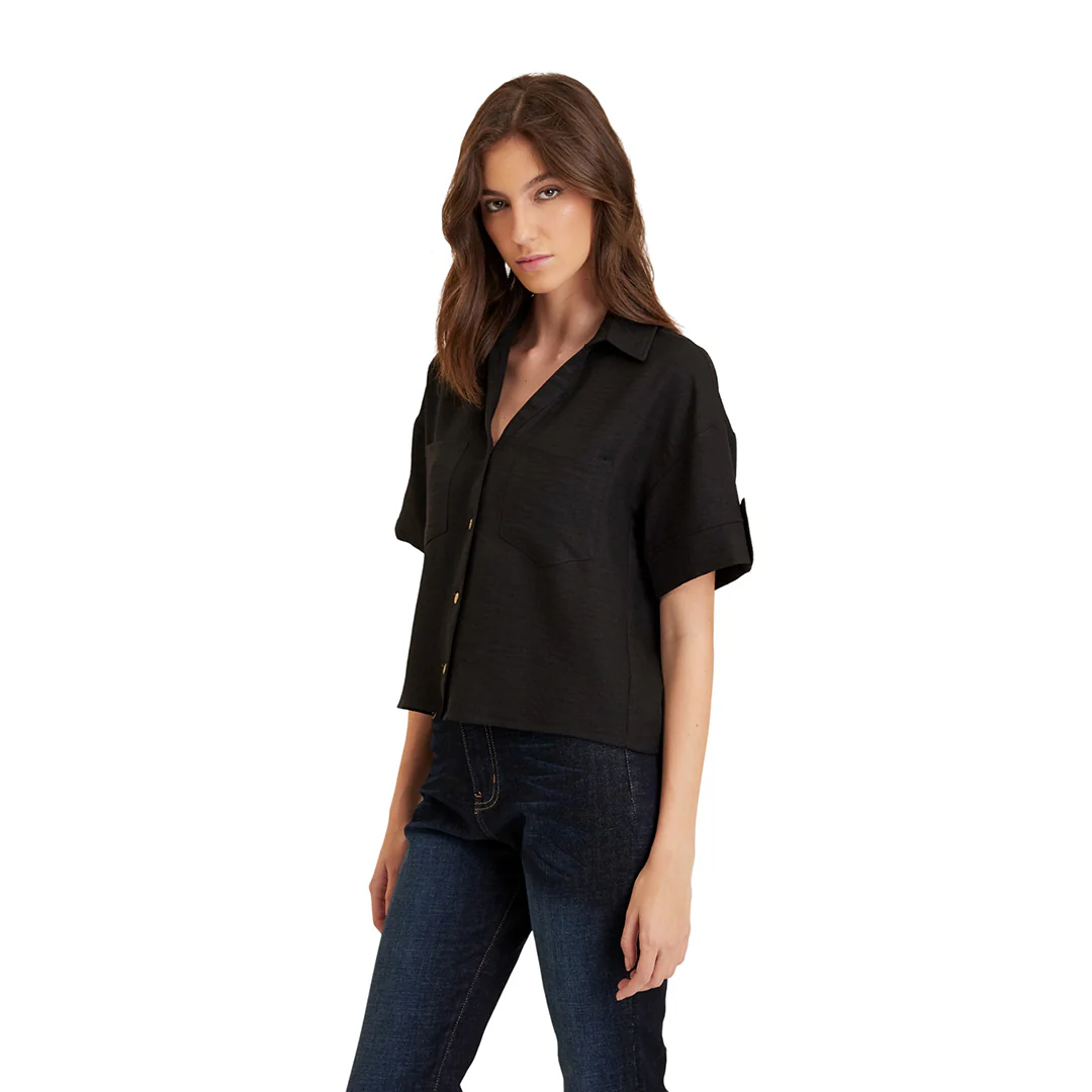 BLUSA NEGRA CUELLO CAMISERO 50067 - Image 2