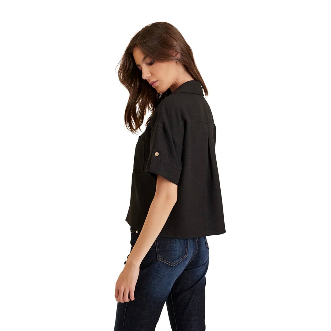 BLUSA NEGRA CUELLO CAMISERO 50067 - Image 3