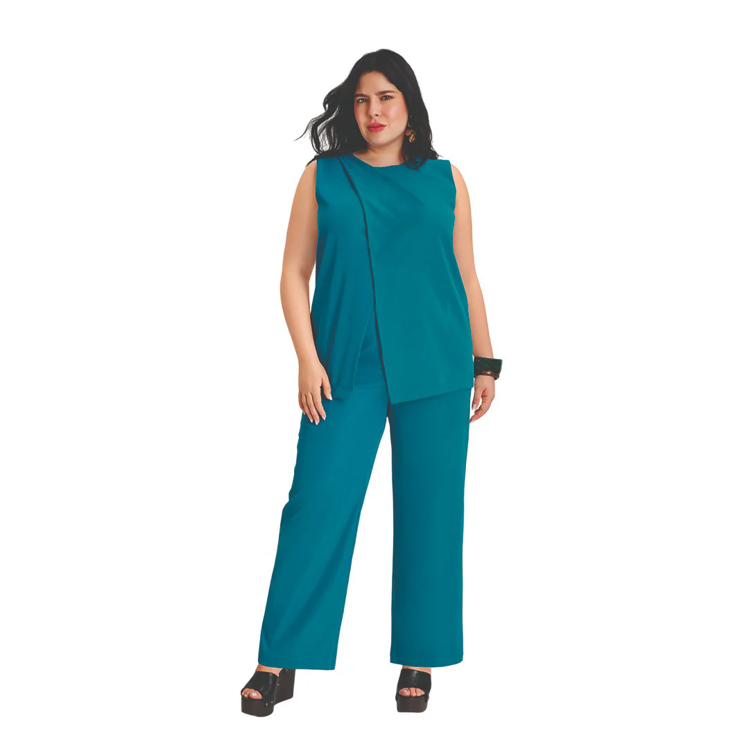 BLUSA VERDE ASIMÉTRICA 90291 - Image 2