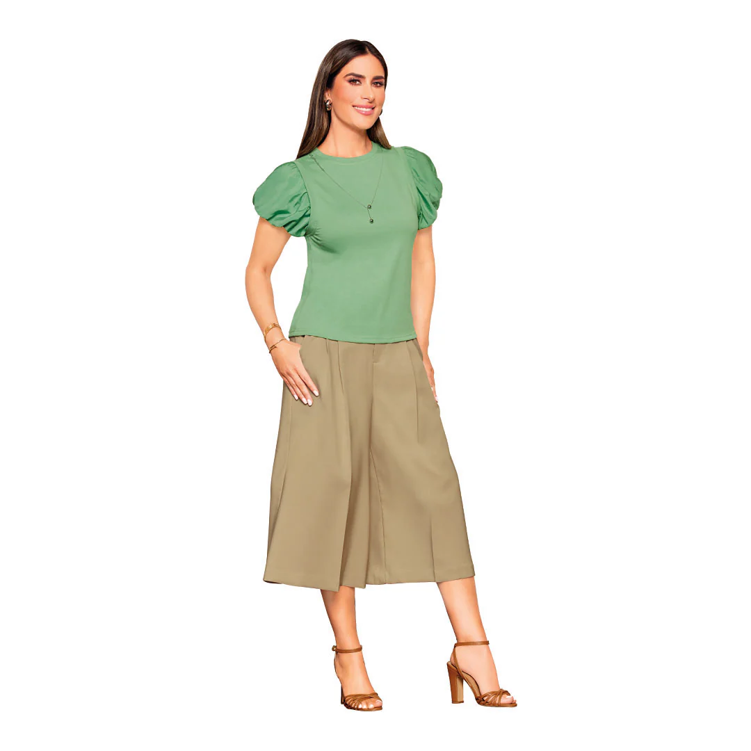 BLUSA VERDE CON COLLAR 94318