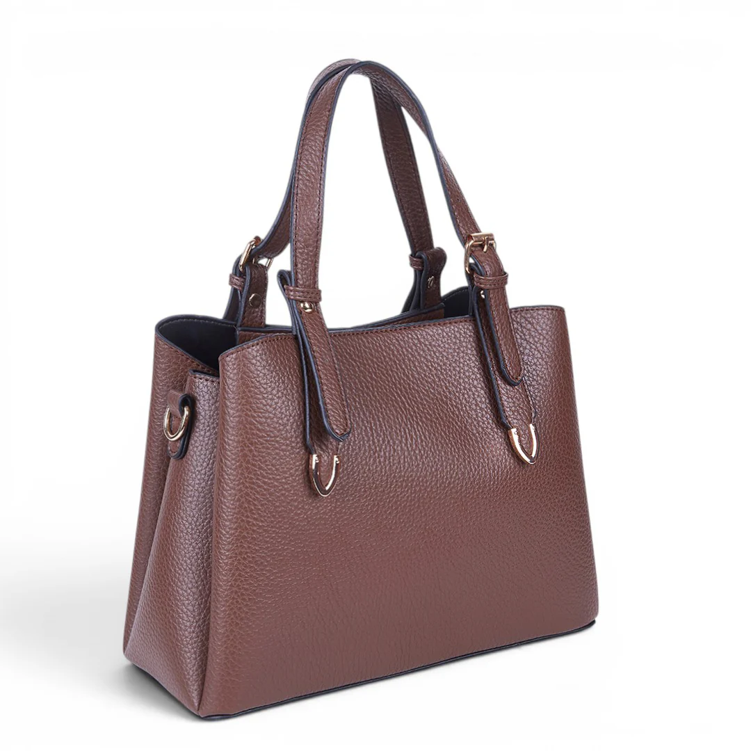 BOLSO TOTE TEXTURIZADO CON ASA CAFÉ 83781