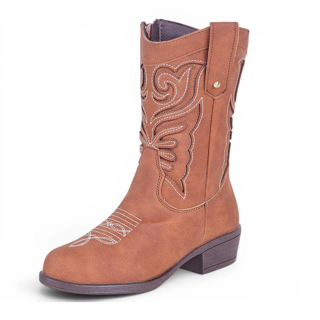 BOTA ALTA BORDADA MIEL 20400