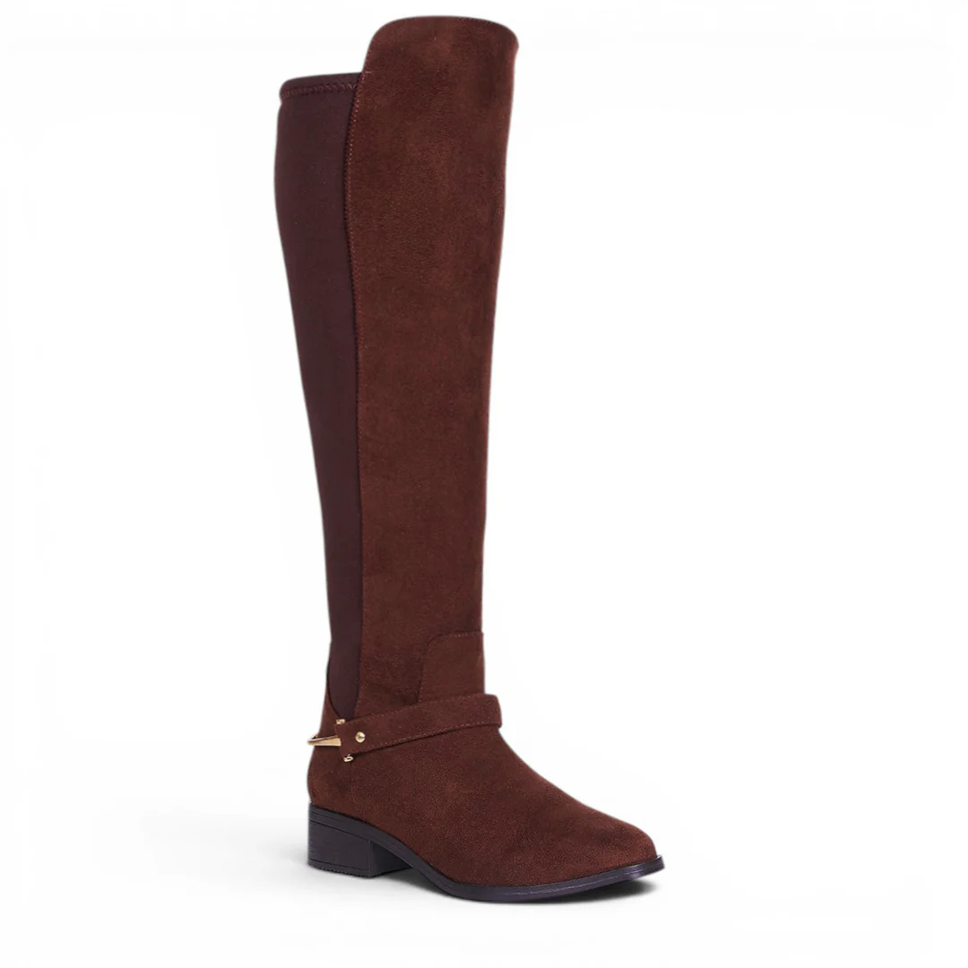 BOTA ALTA CON HERRAJE CAFÉ 01838