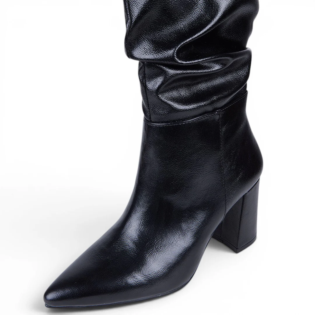 BOTA ARRUGADA TACÓN CUADRADO NEGRO 06256 - Image 6