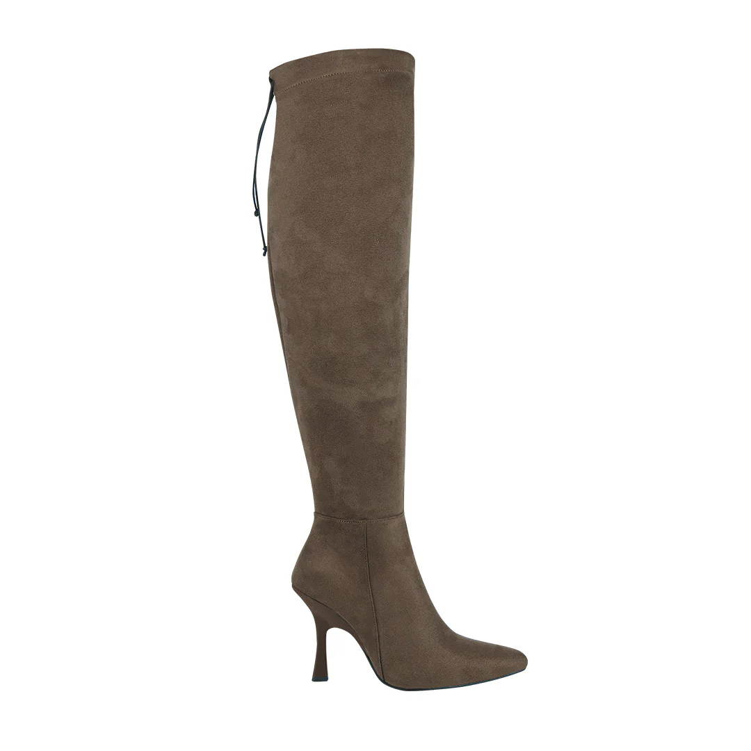 BOTA VESTIR DE TACÓN TAUPE CON TUBO ALTO 49402