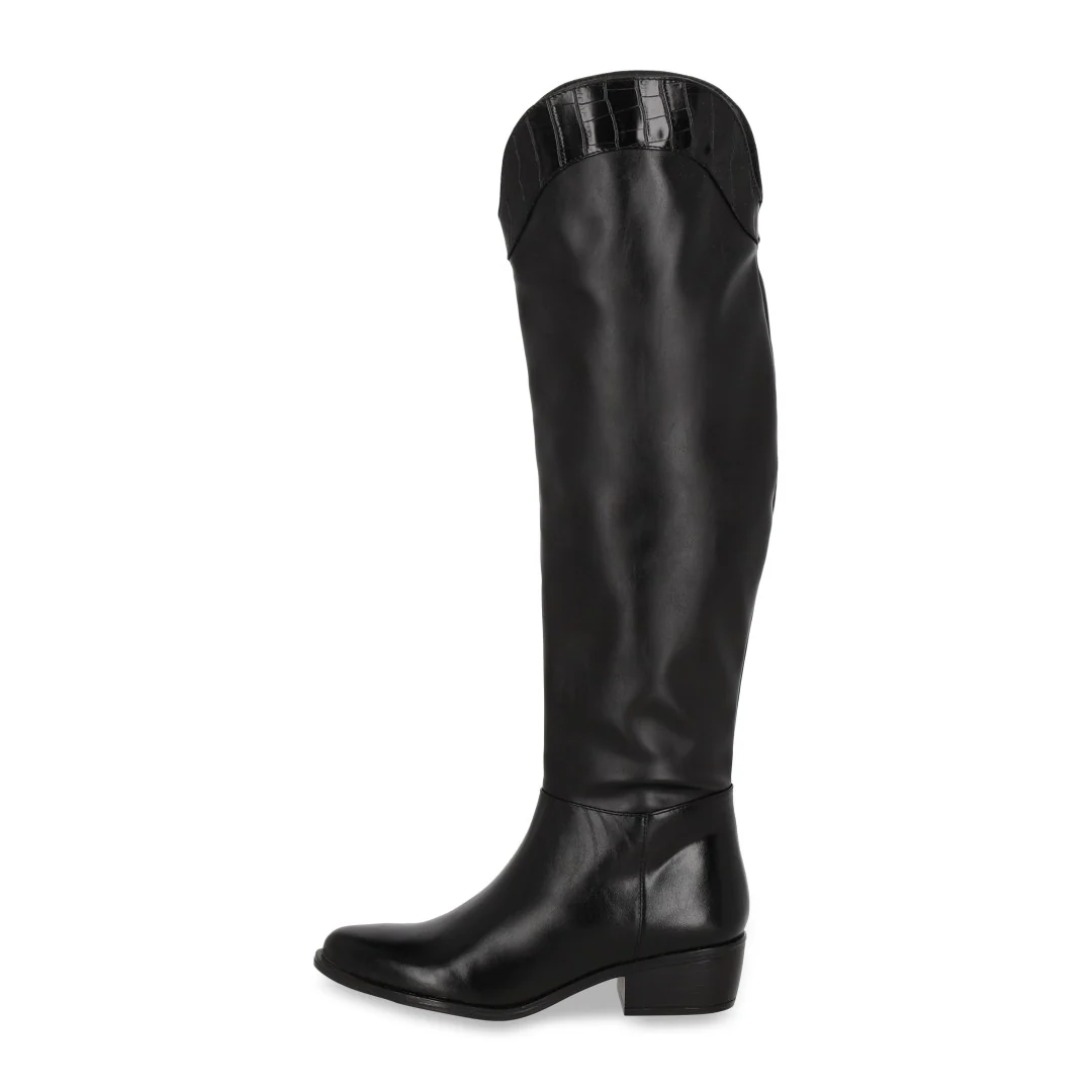BOTA WESTERN DE TACÓN NEGRO TUBO ALTO LISO 01819 - Image 2
