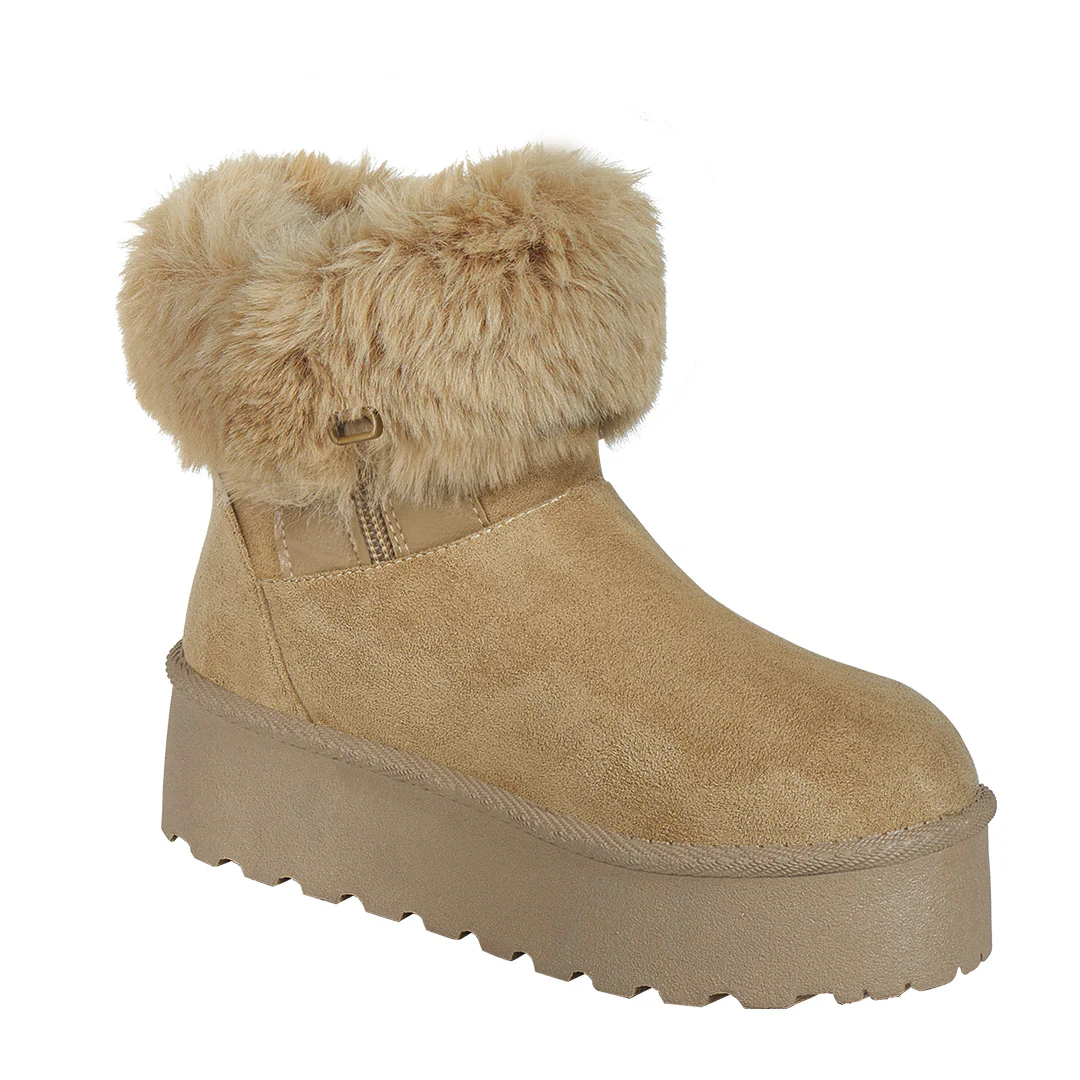 BOTÍN COLOR MIEL CON PELUCHE MUJER 71915