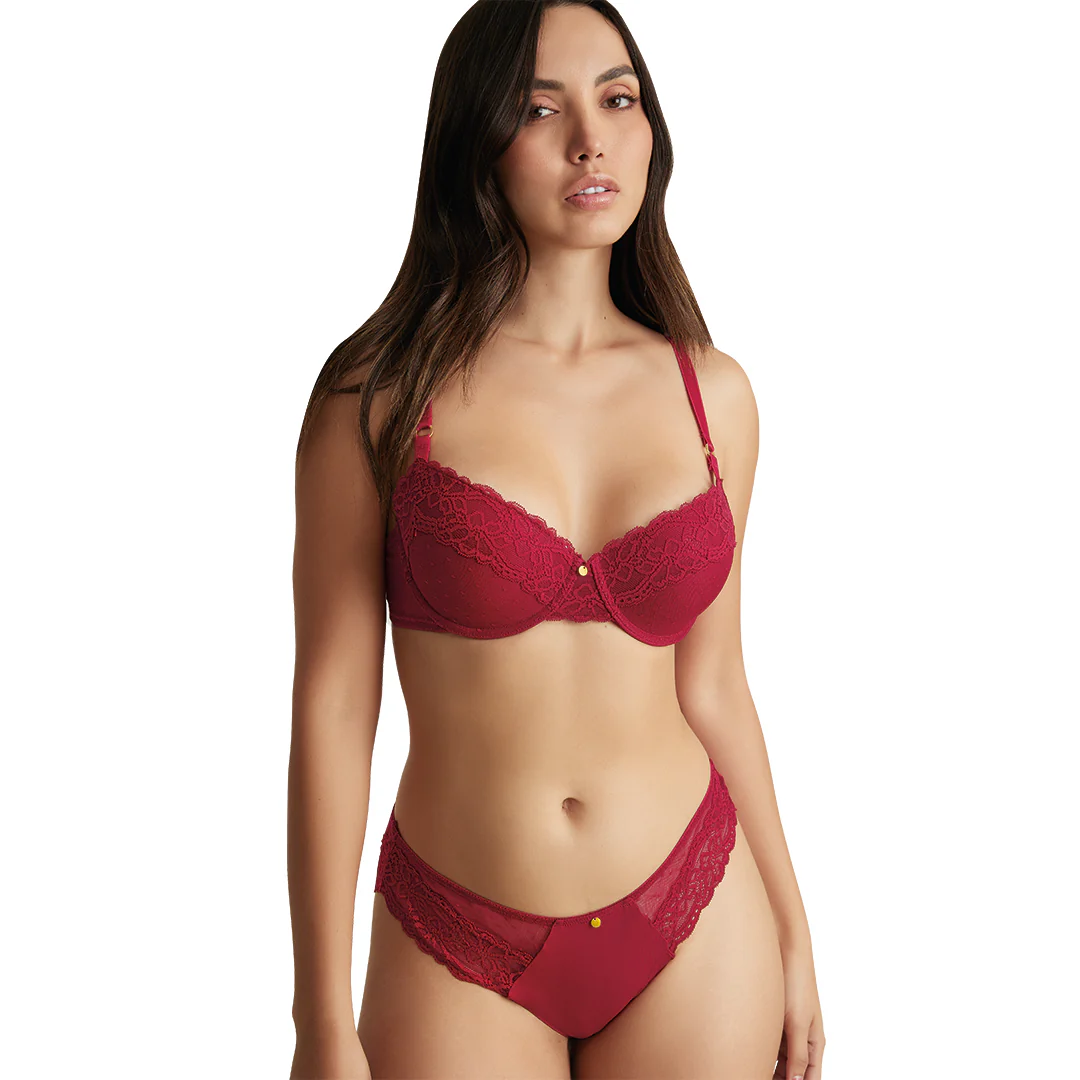 BRASSIERE ROJO DE MESH CON PLUMETTI 80773