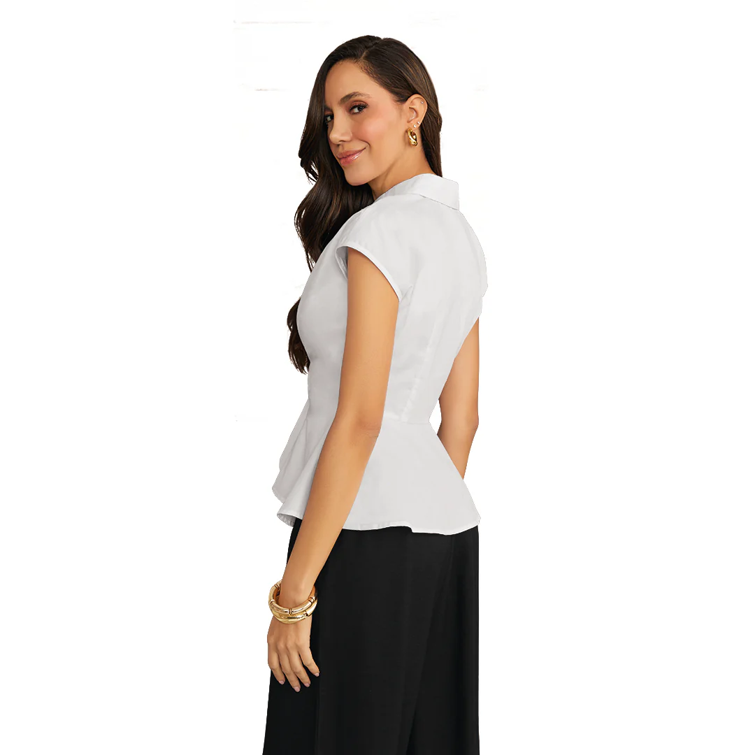 CAMISA ASIMÉTRICA CON PLIEGUE BLANCO 93761 - Image 2