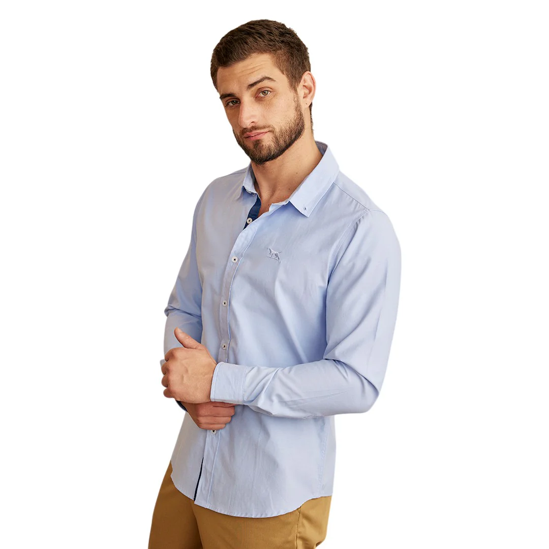 CAMISA DE BOTONES MANGA LARGA AZUL CIELO 93078