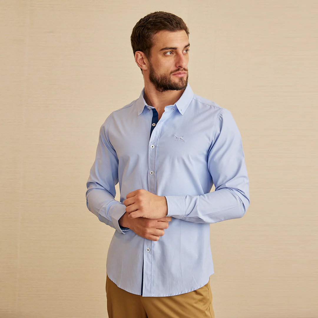 CAMISA DE BOTONES MANGA LARGA AZUL CIELO 93078 - Image 2