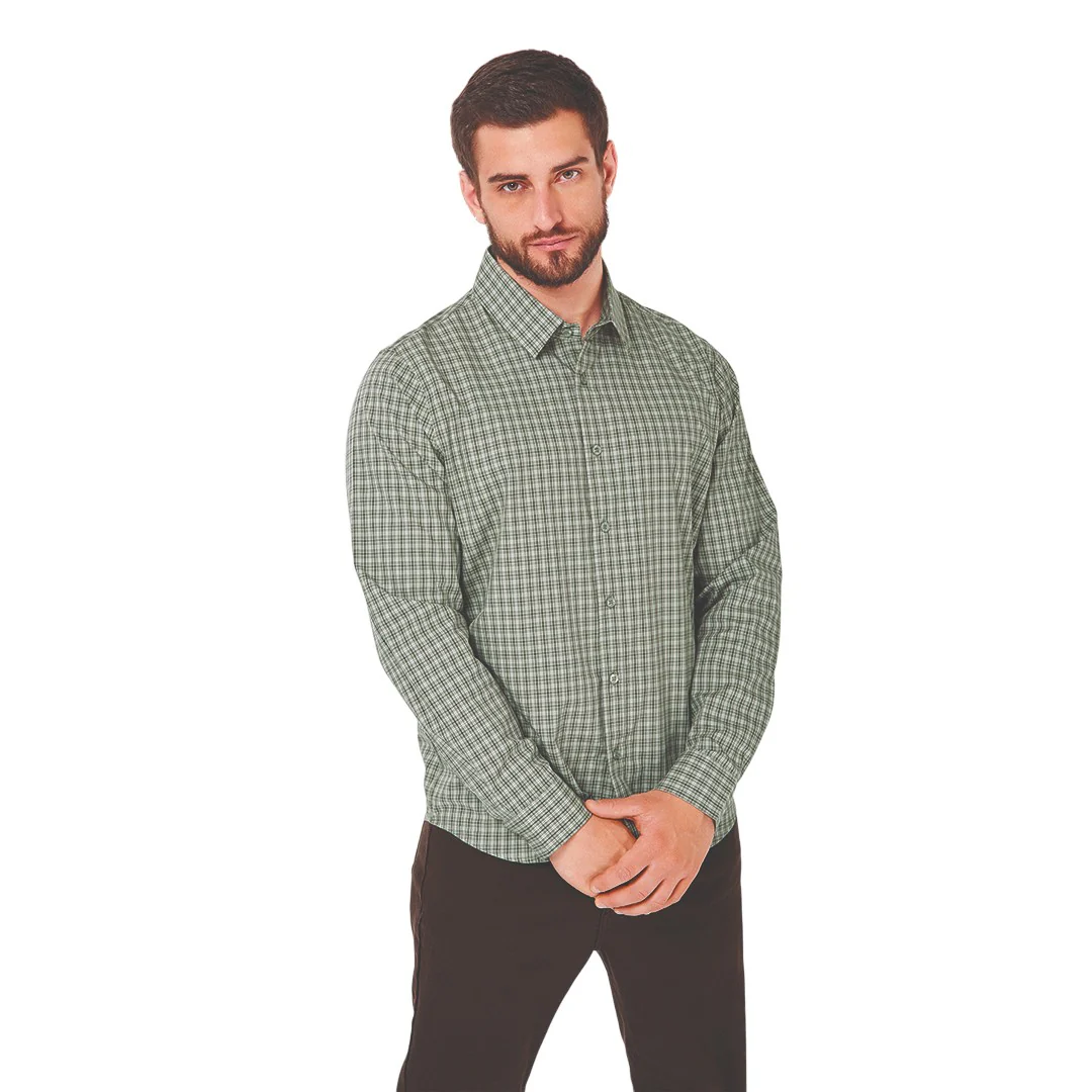 CAMISA CUADROS MANGA LARGA VERDE 93771