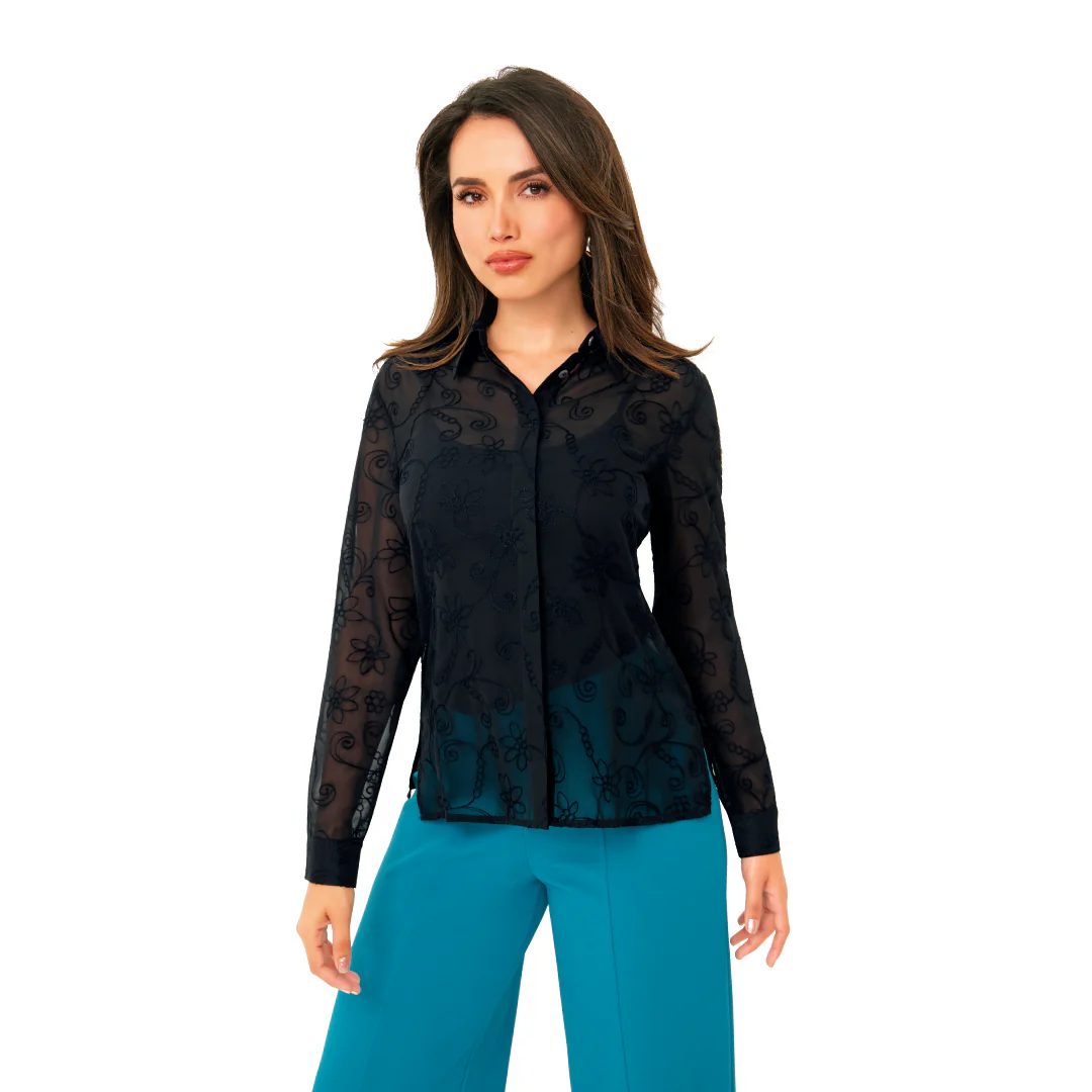 CAMISA NEGRA BORDADA 96589