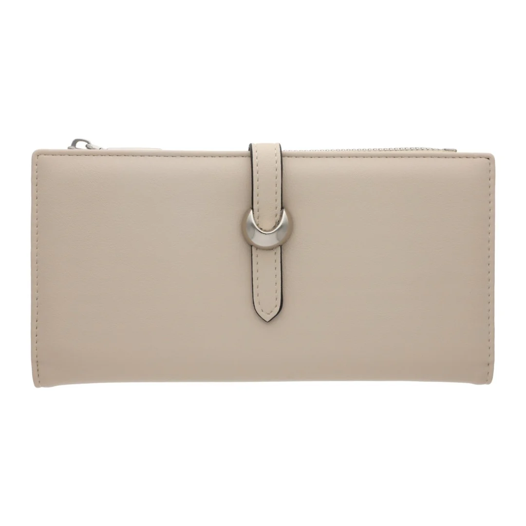 CARTERA COLOR IVORY CON HERRAJE PLATA 99578