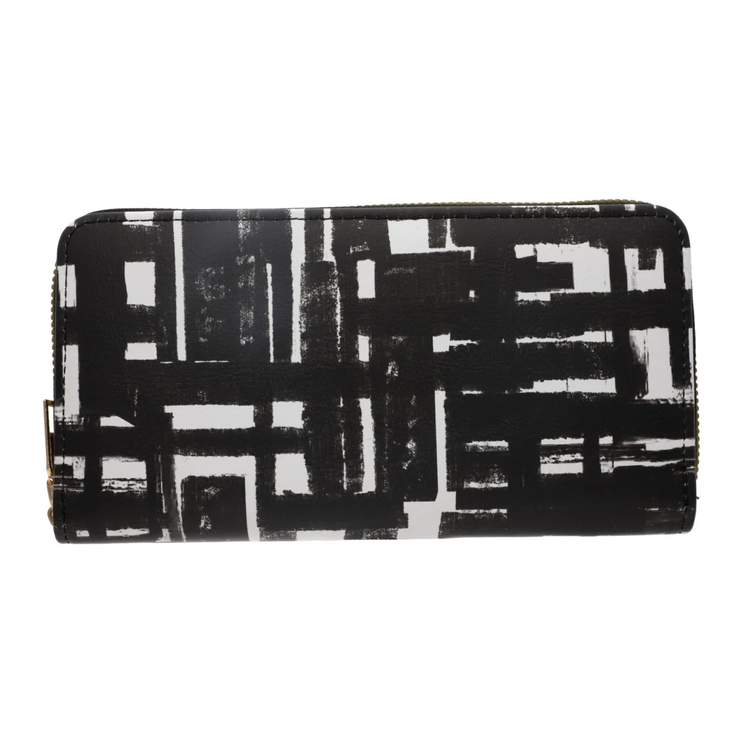 CARTERA CON ESTAMPADO DE LÍNEAS BLANCO Y NEGRO 95623