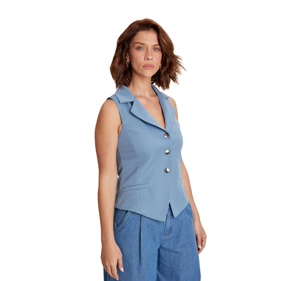 CHALECO AZUL CUELLO SOLAPA 51385