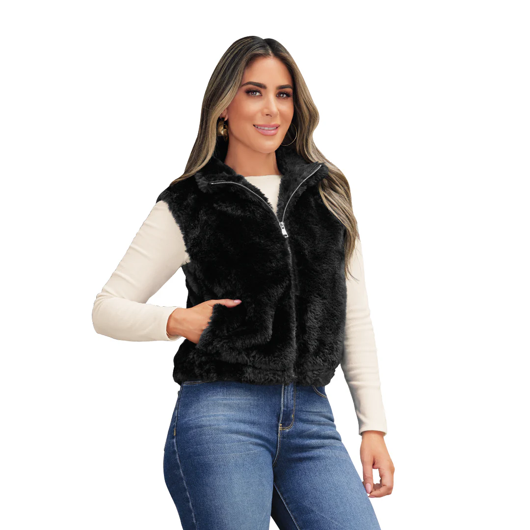 CHALECO NEGRO EFECTO PELO 93524