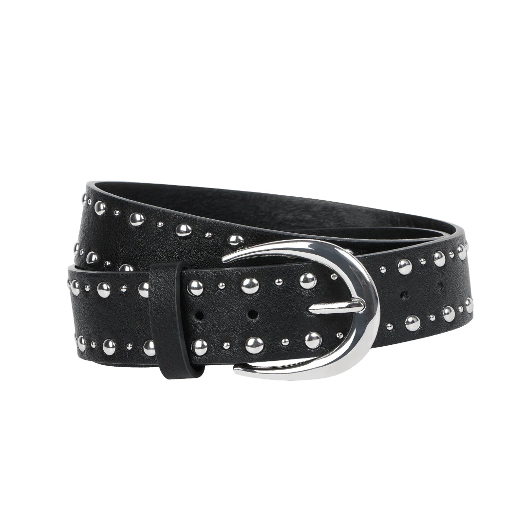CINTURÓN NEGRO DE REMACHES MUJER 97854