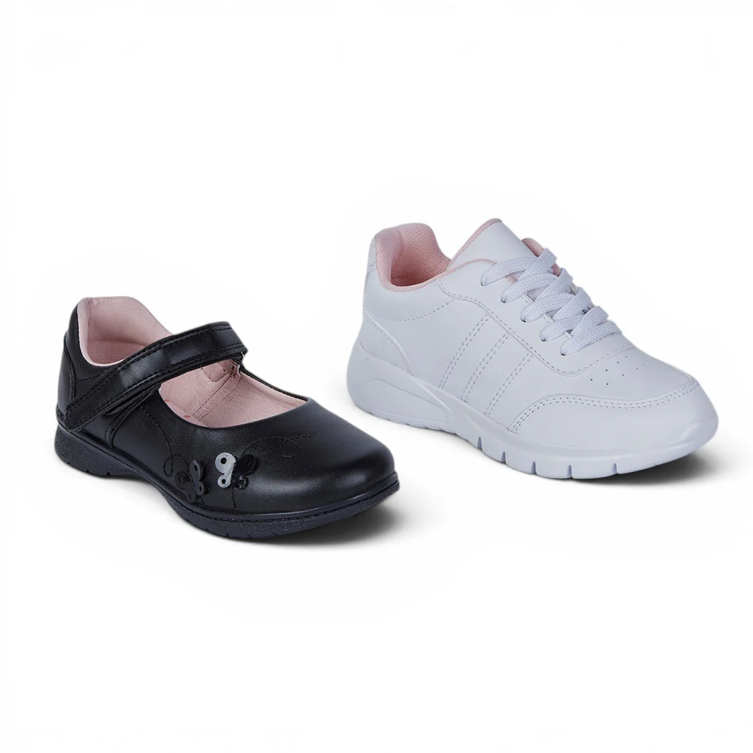 DÚO 128 ZAPATO MARIPOSA Y TENIS NEGRO Y BLANCO