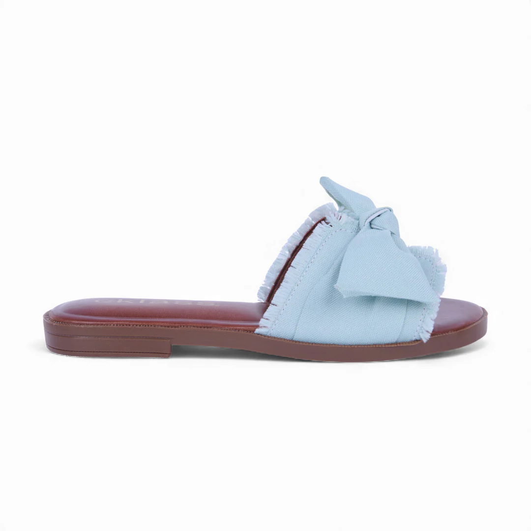 DÚO 457 SANDALIAS DE PISO HUESO Y AZUL CON MOÑO 40639 - Image 3