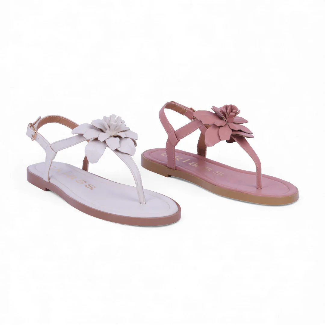 DÚO 514 SANDALIAS DE PISO HUESO Y ROSA DETALLE 21660
