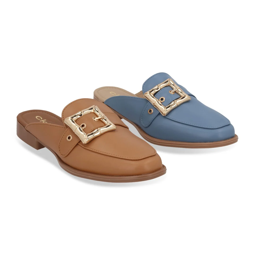 DÚO 641 MOCASÍN DE PISO BEIGE Y AZUL HERRAJE 33083 - Image 7