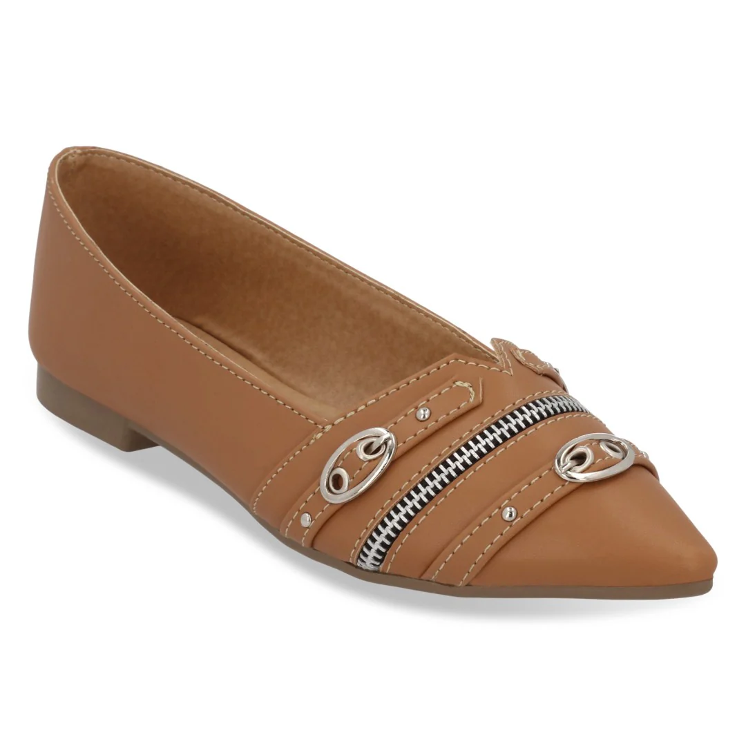 DÚO 670 BALERINA CAMEL Y NEGRO CON CIERRE 35530 - Image 8