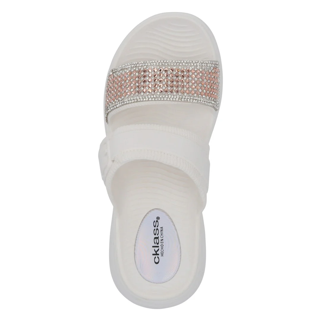 SANDALIA PISO BEIGE Y BLANCO CON BRILLOS DUO 742 - Image 12