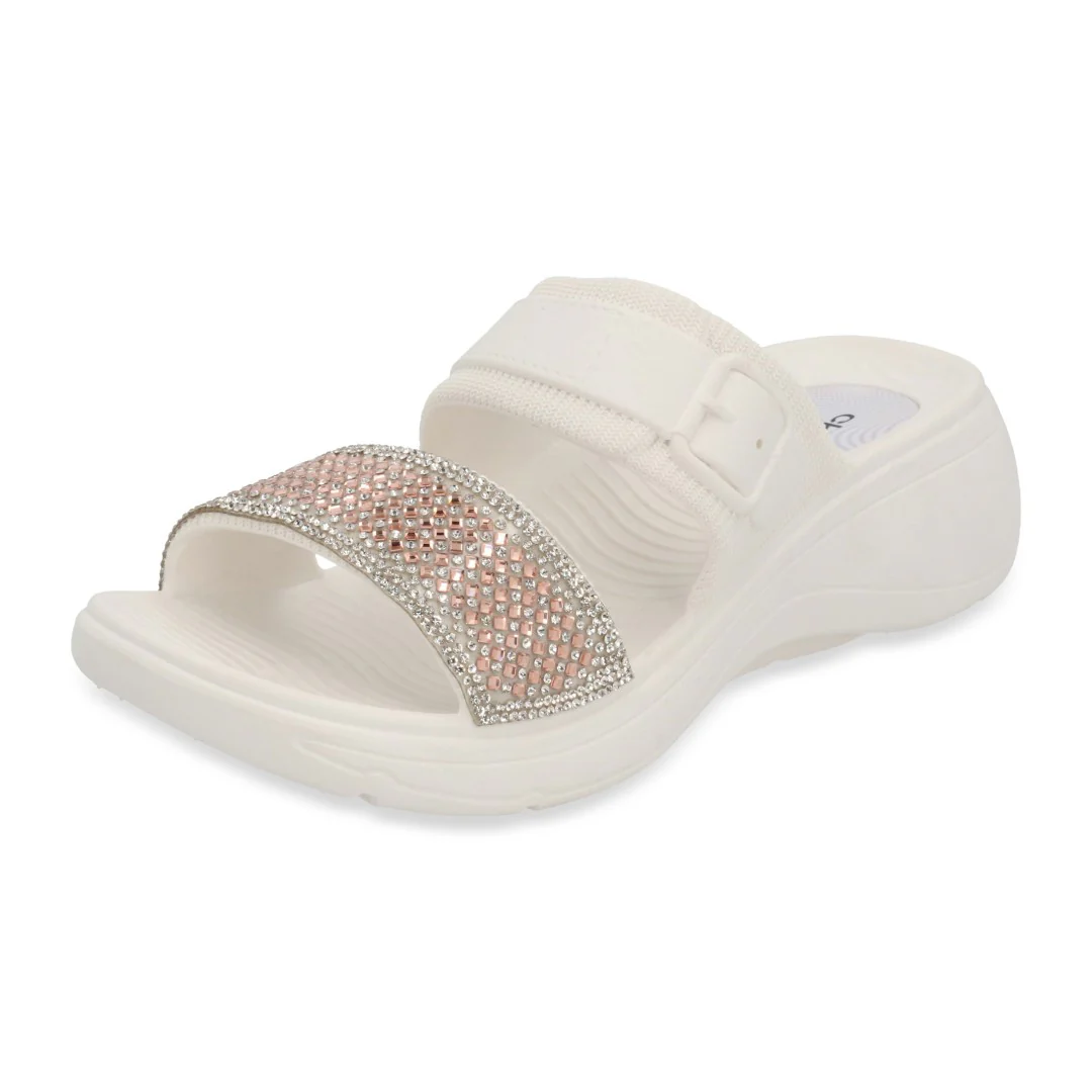 SANDALIA PISO BEIGE Y BLANCO CON BRILLOS DUO 742 - Image 8