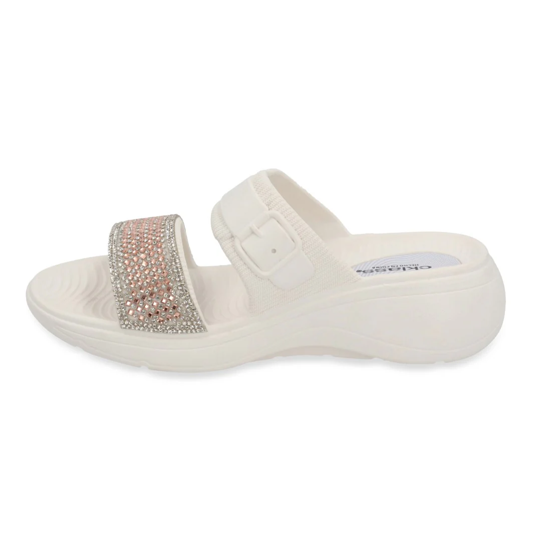 SANDALIA PISO BEIGE Y BLANCO CON BRILLOS DUO 742 - Image 9