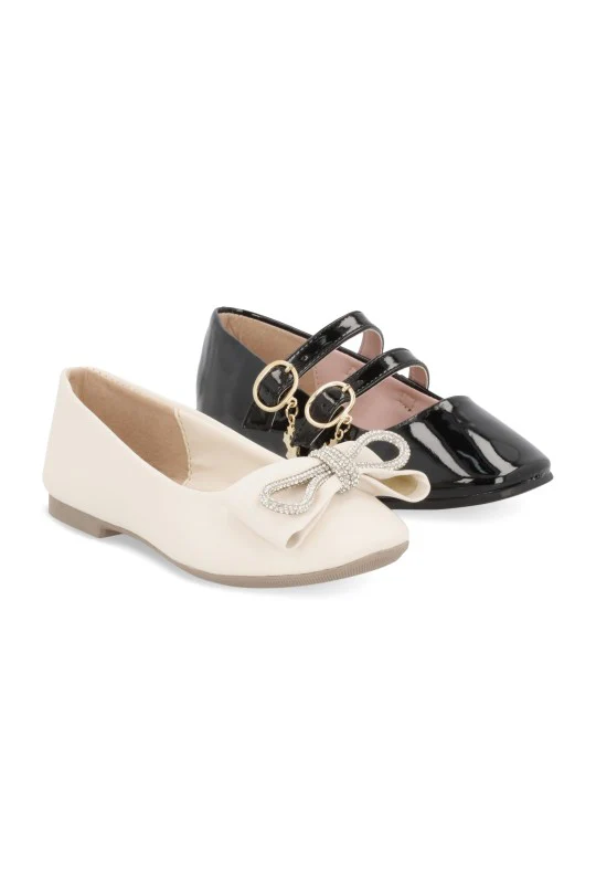 DÚO BALERINA VESTIR HUESO Y NEGRO CON ADORNO DUO 346 / 17826