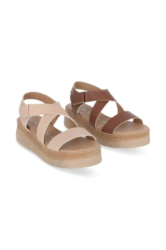 SANDALIA CON PLATAFORMA CAFÉ Y BEIGE DUO 564
