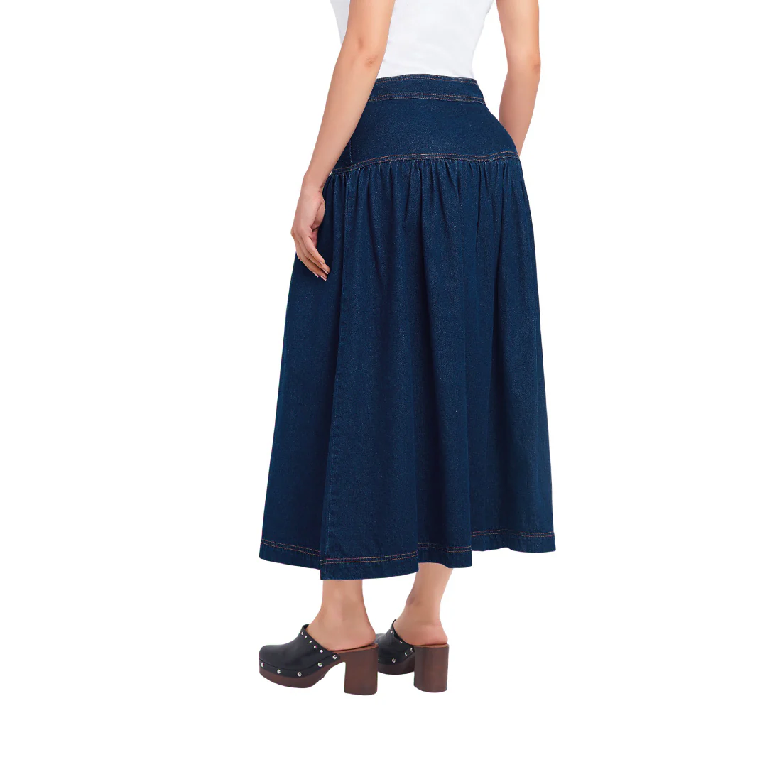 FALDA MEZCLILLA AZUL MIDI 51092 - Image 2