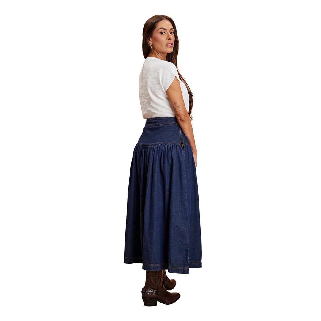FALDA MEZCLILLA AZUL MIDI 51092 - Image 3