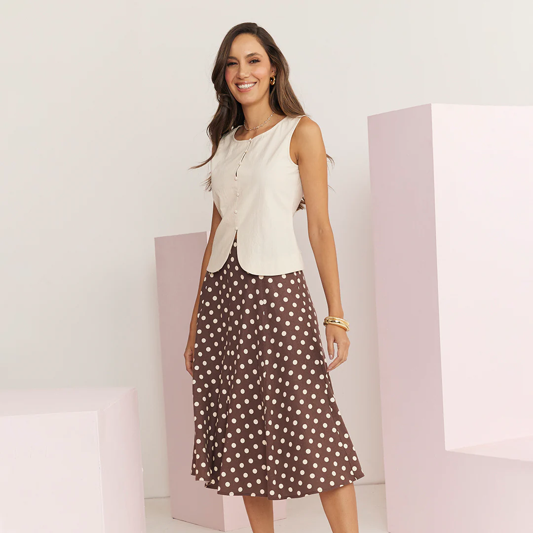 FALDA MIDI ESTAMPADO LUNARES MULTICOLOR 95797 - Image 3