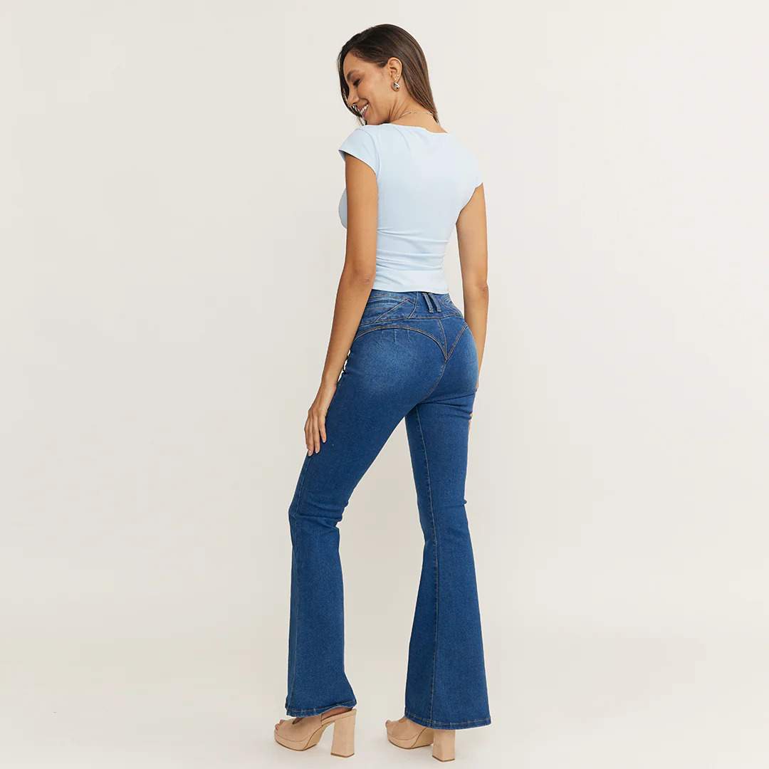 JEANS ACAMPANADO DOBLE BOTÓN MEZCLILLA 12498 - Image 5