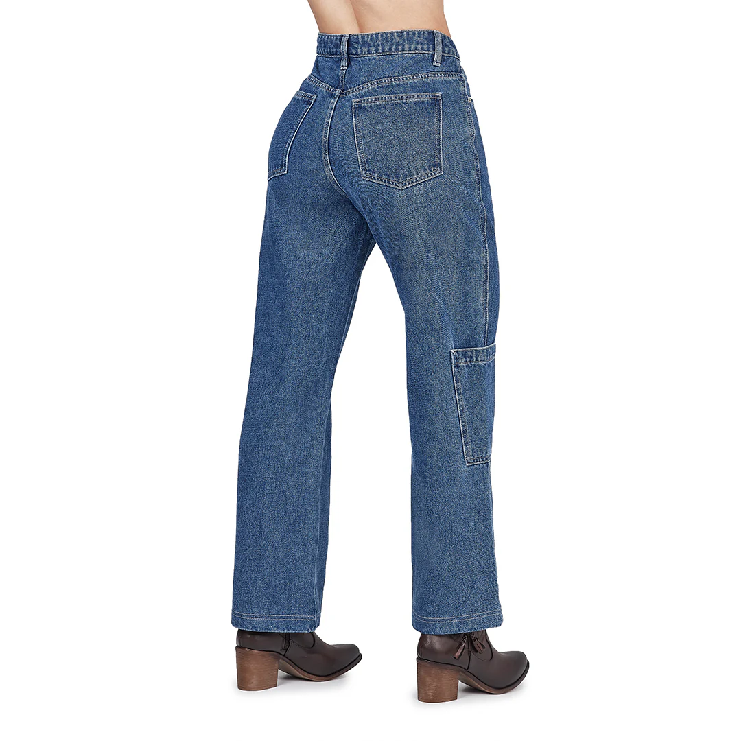 JEANS WIDE CARGO MEZCLILLA AZUL MUJER 91448 - Image 2